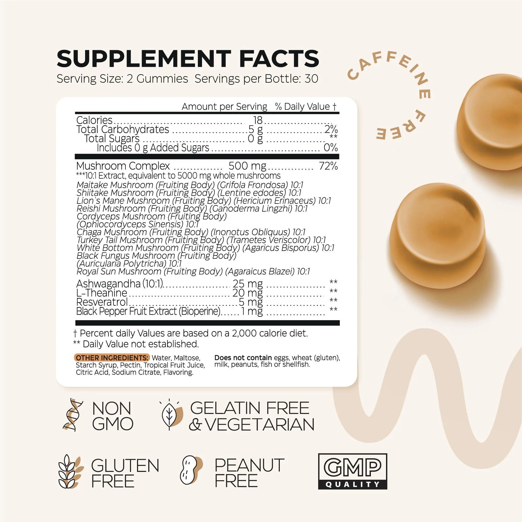 Mushroom Gummies 5000 Mg for Adults 2 Pack Lions Mane 9 Adaptogenic Mushrooms