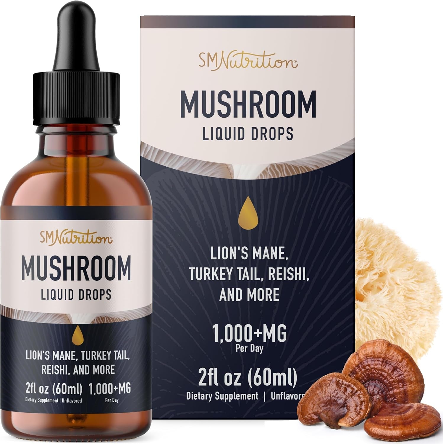 Mushrooms Liquid Drops Complex | Lions Mane Supplement with Turkey Tail Mushroom