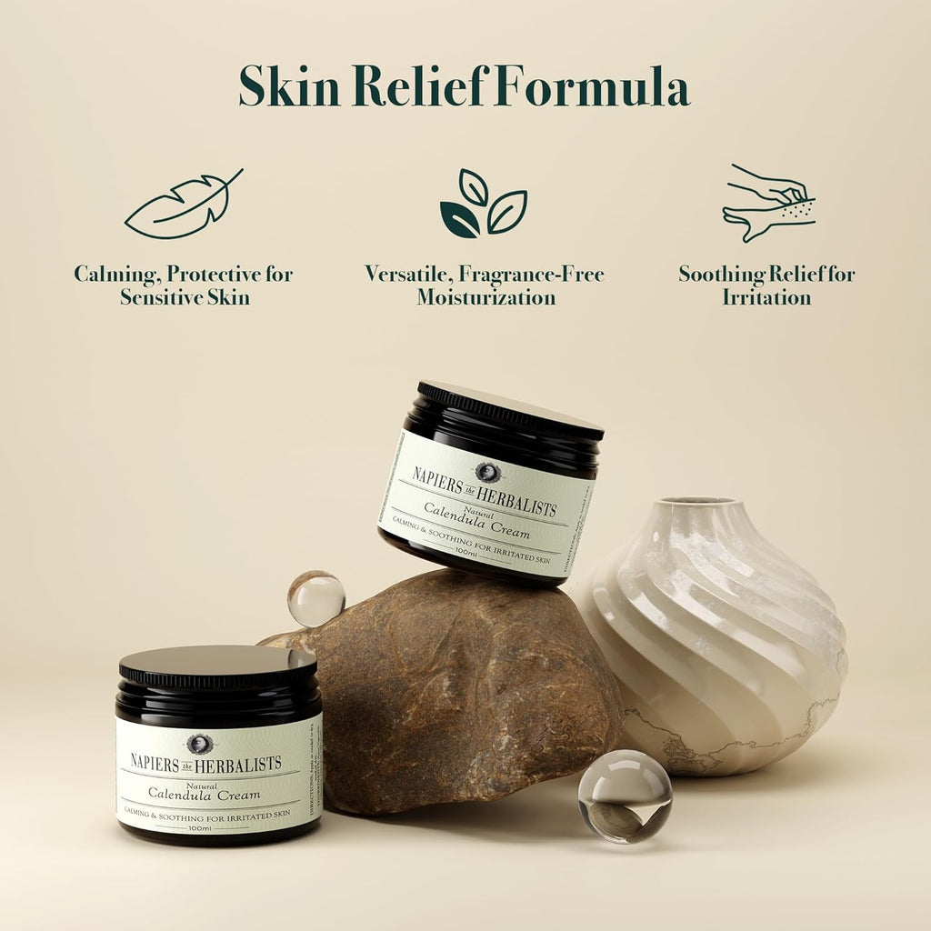 Calendula Flower Skin Cream - Natural & Gentle Moisturiser for Face and Body - Soothes Dry, Irritated Skin - 100Ml