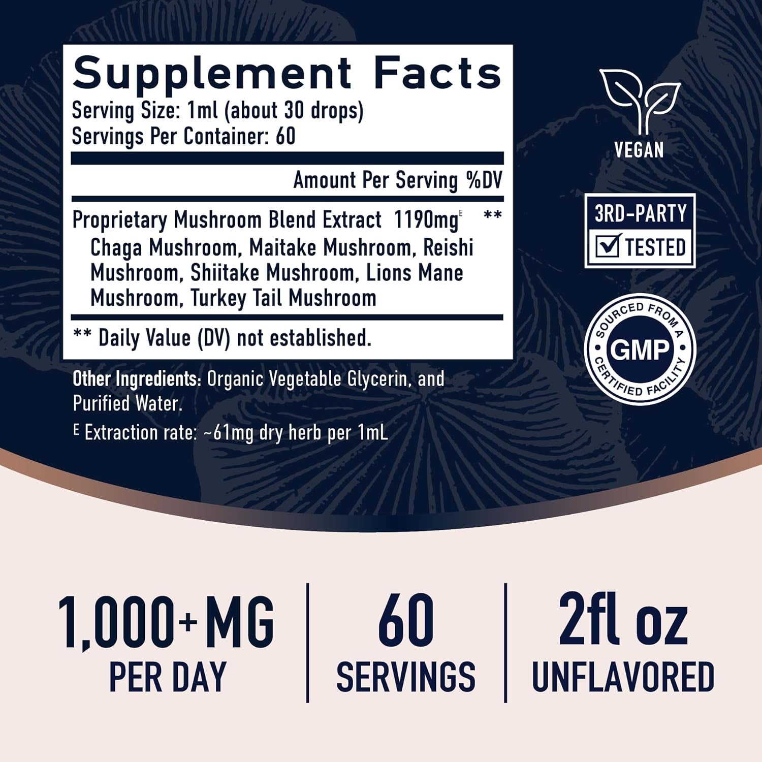 Mushrooms Liquid Drops Complex | Lions Mane Supplement with Turkey Tail Mushroom