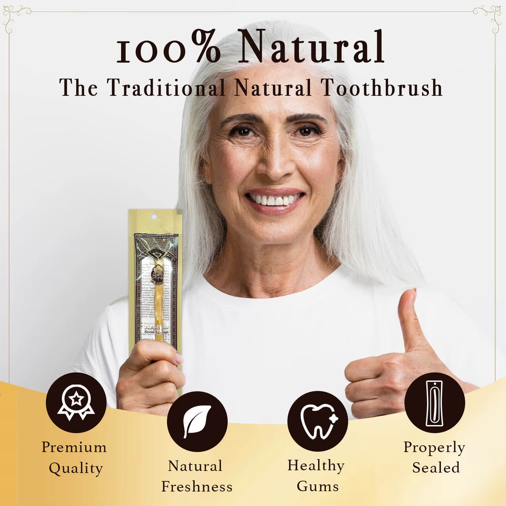 3 Pack Organic Miswak Toothbrush Traditional Stick Wooden Twig Toothbrush Handmade Natural Toothbrush Gentle for Gums Gift