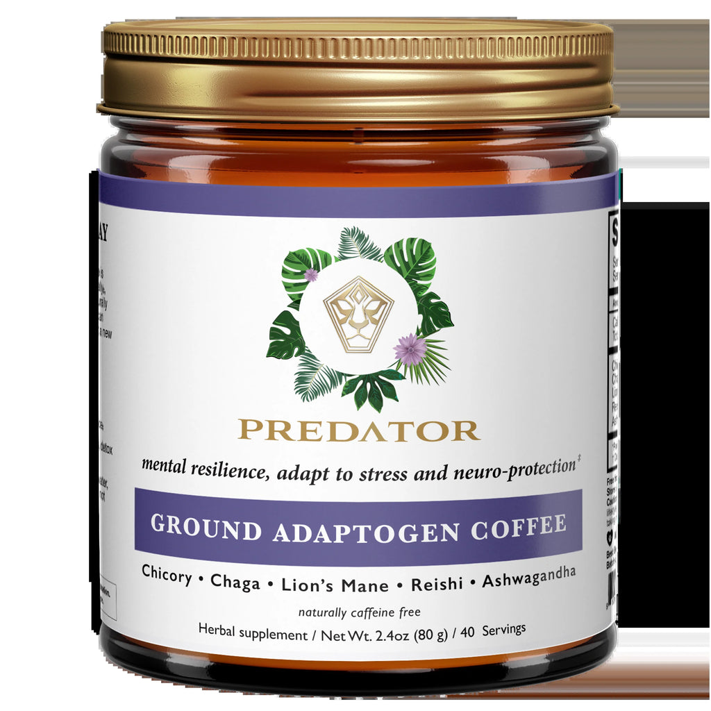 Ground Adaptogen Coffee - Mushrooms and Adaptogens - Chicorei Root, Reishi, Lions Mane, Chaga, Ashwagandha - Free of Caffeine
