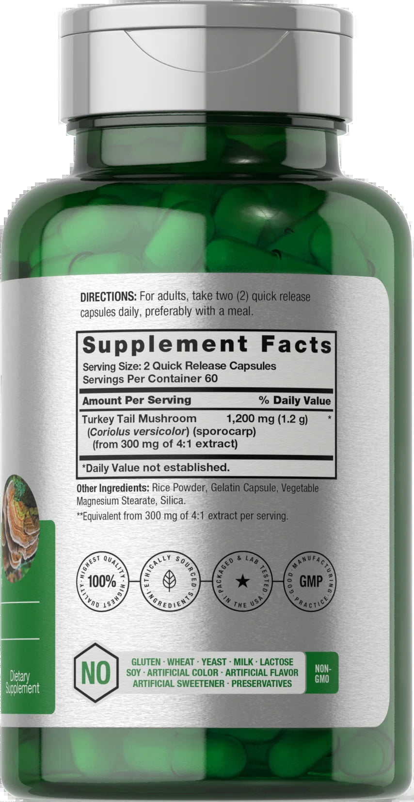 Turkey Tail Mushroom Capsules | 1200Mg | 120 Count for Men and Women | by