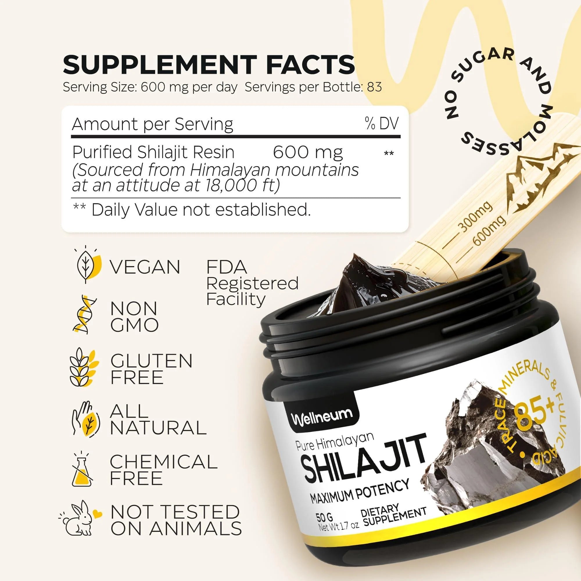 Shilajit Resin Shilajit Pure Himalayan Organic for Maximum Potency Energy Immunity and Detox Natural Himalayan Mumiyo for Men and Women with Trace Minerals and Fulvic Acid 83 Servings 50G