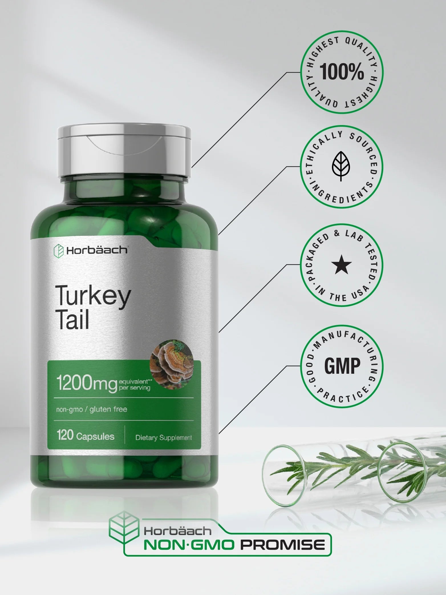 Turkey Tail Mushroom Capsules | 1200Mg | 120 Count for Men and Women | by