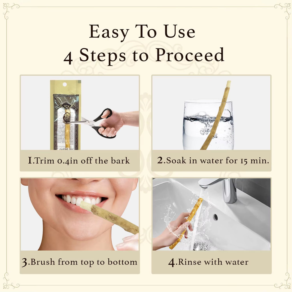 3 Pack Organic Miswak Toothbrush Traditional Stick Wooden Twig Toothbrush Handmade Natural Toothbrush Gentle for Gums Gift